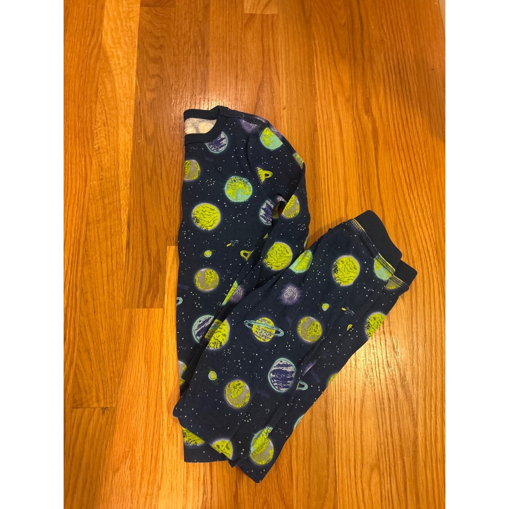 Crewcuts J.Crew Kids Pajama Set Size 7 Navy Blue Outer Space Planet Print PJs